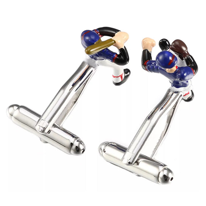 Set di gemelli da uomo con copri bottoni da baseball, 1 paio - image 4