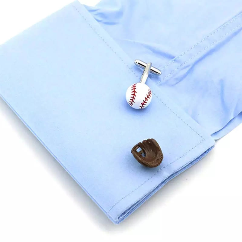 Set di 1 paio di guanti da baseball da uomo, copri bottoni e gemelli - image 1