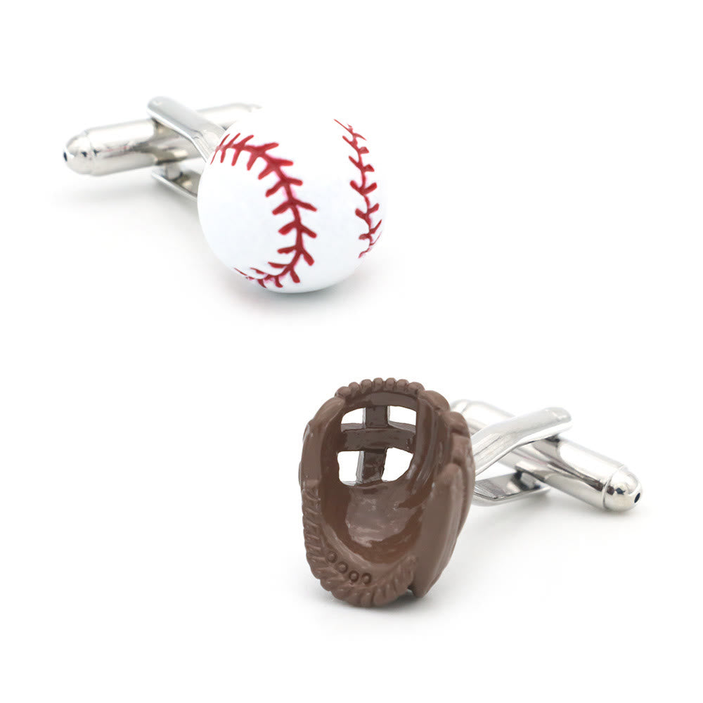 Set di 1 paio di guanti da baseball da uomo, copri bottoni e gemelli - 1 paio (palla+guanti) - image 0