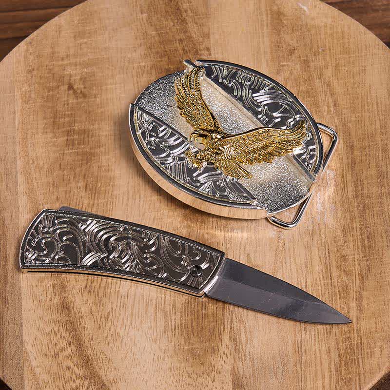 Set di ciondoli con fibbia per cintura fai da te in oro e argento con coltello nascosto e corno di cervo turchese - image 31