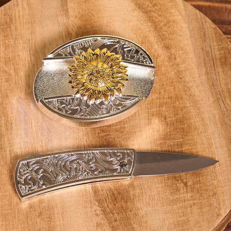 Set di ciondoli con fibbia per cintura fai da te in oro e argento con coltello nascosto e corno di cervo turchese - image 13