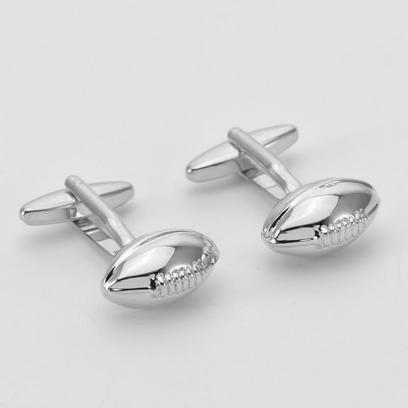 Set di gemelli da polso da uomo con copri bottoni Rugby Time - Argento - image 0