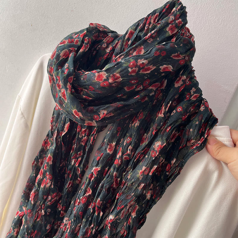 Sciarpa morbida con motivo floreale plissettato primaverile da donna - image 12