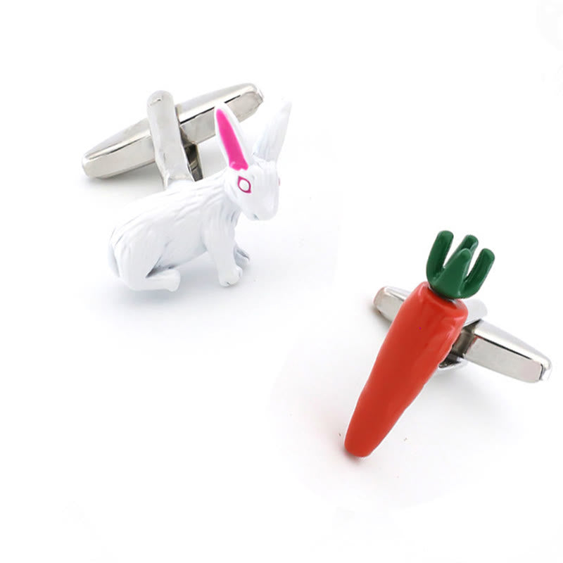 Set di gemelli da uomo con copribottoni a forma di coniglio e carota - Coniglio e carota - image 0