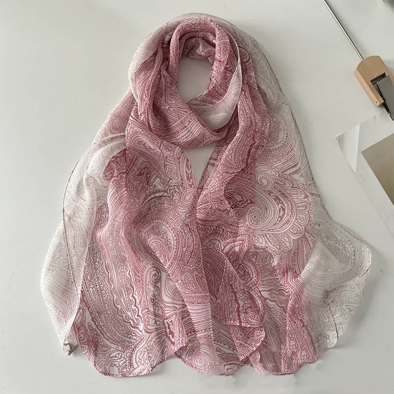 Sciarpa da spiaggia/protezione solare da donna in morbido chiffon estivo con motivo floreale. - #43 Prugna - image 43