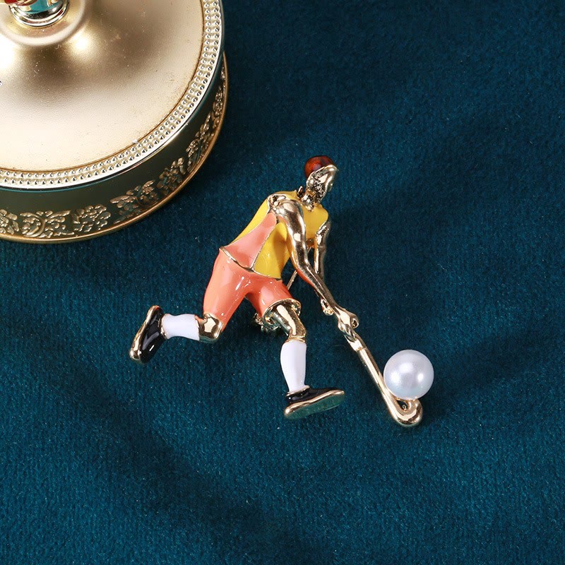 Spilla da giocatore di hockey su ghiaccio dei cartoni animati Accessori per magliette dorate - image 2