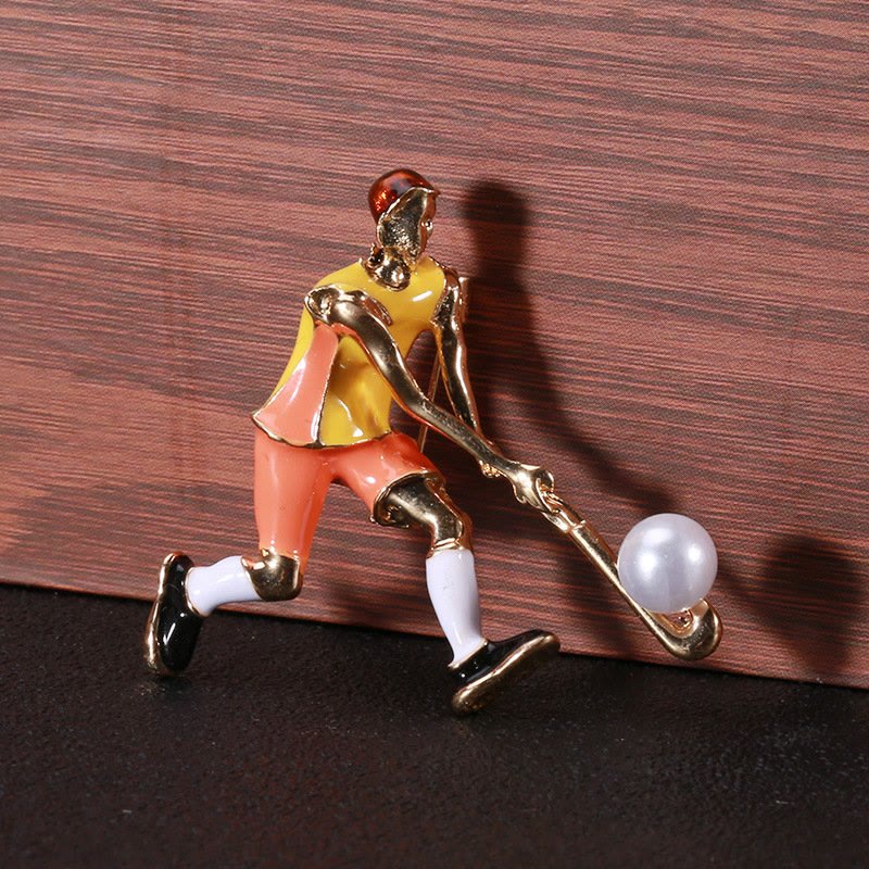 Spilla da giocatore di hockey su ghiaccio dei cartoni animati Accessori per magliette dorate - image 1