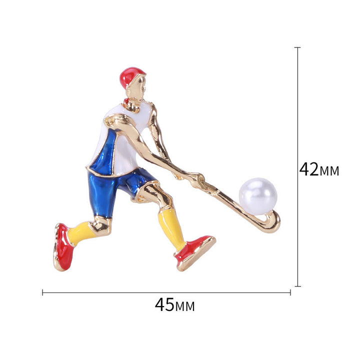 Spilla da giocatore di hockey su ghiaccio dei cartoni animati Accessori per magliette dorate - image 10