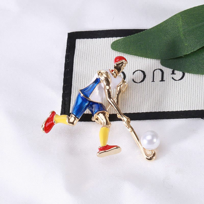 Spilla da giocatore di hockey su ghiaccio dei cartoni animati Accessori per magliette dorate - image 7