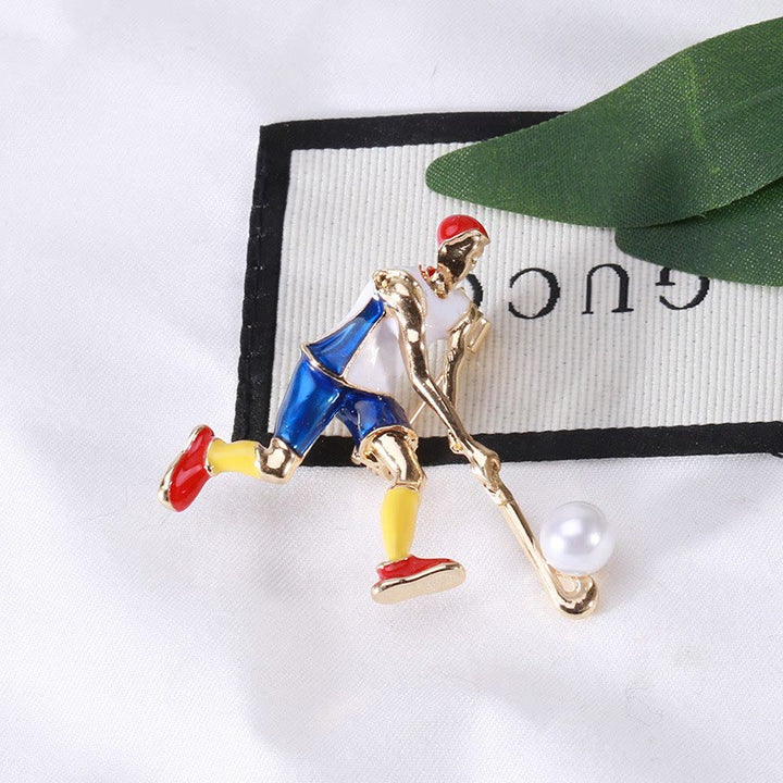Spilla da giocatore di hockey su ghiaccio dei cartoni animati Accessori per magliette dorate - image 7