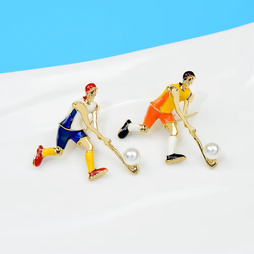 Spilla da giocatore di hockey su ghiaccio dei cartoni animati Accessori per magliette dorate - image 5
