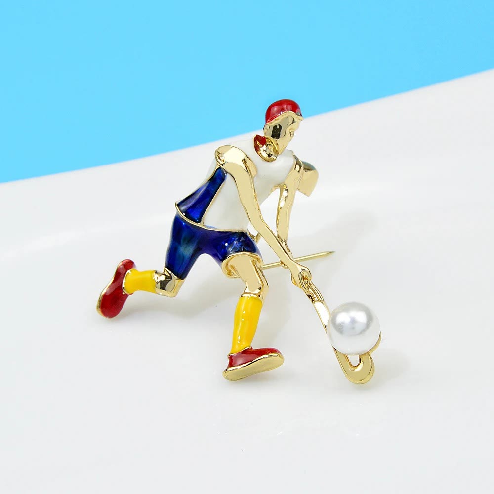 Spilla da giocatore di hockey su ghiaccio dei cartoni animati Accessori per magliette dorate - Blu - image 6