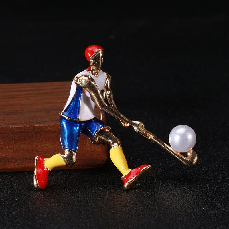 Spilla da giocatore di hockey su ghiaccio dei cartoni animati Accessori per magliette dorate - image 9