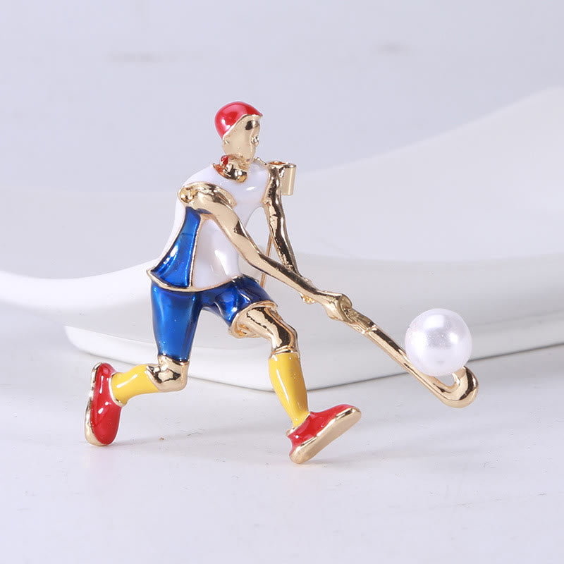 Spilla da giocatore di hockey su ghiaccio dei cartoni animati Accessori per magliette dorate - image 8
