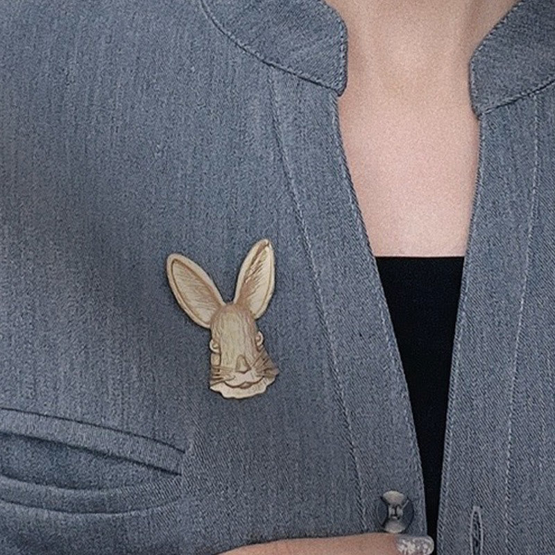 Spilla vintage con testa di coniglio in metallo, accessori per camicie - image 1