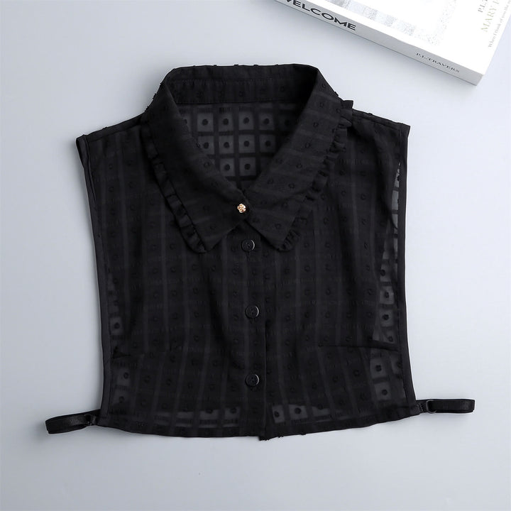 Camicetta mezza camicia staccabile con colletto finto a traliccio di petali - Nero - Taglia unica - image 14