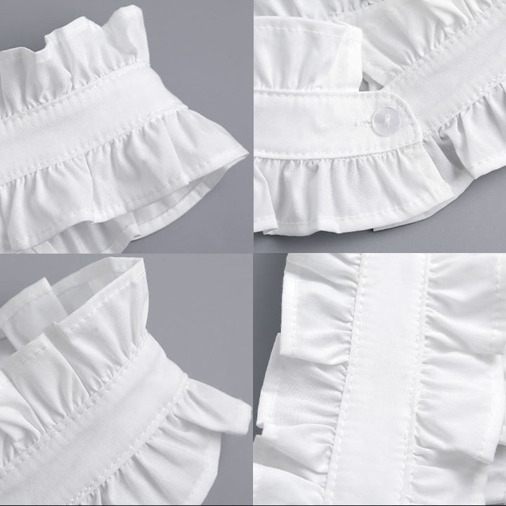 Camicia bianca con colletto plissettato e bottone staccabile con colletto finto - image 6