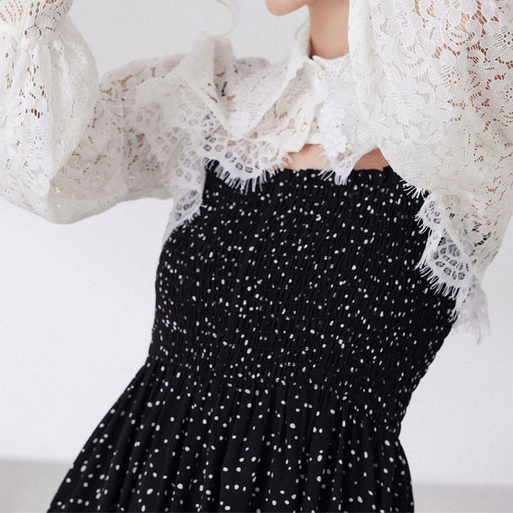Mantella in pizzo floreale per protezione solare, mezza camicia staccabile - image 3