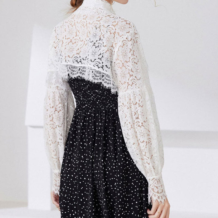 Mantella in pizzo floreale per protezione solare, mezza camicia staccabile - image 4