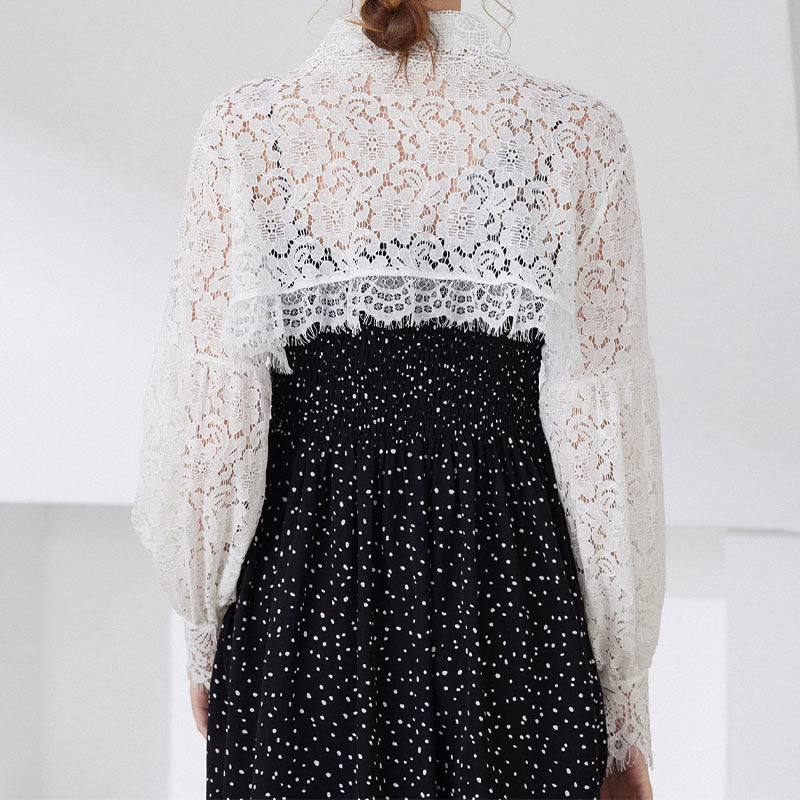 Mantella in pizzo floreale per protezione solare, mezza camicia staccabile - image 5