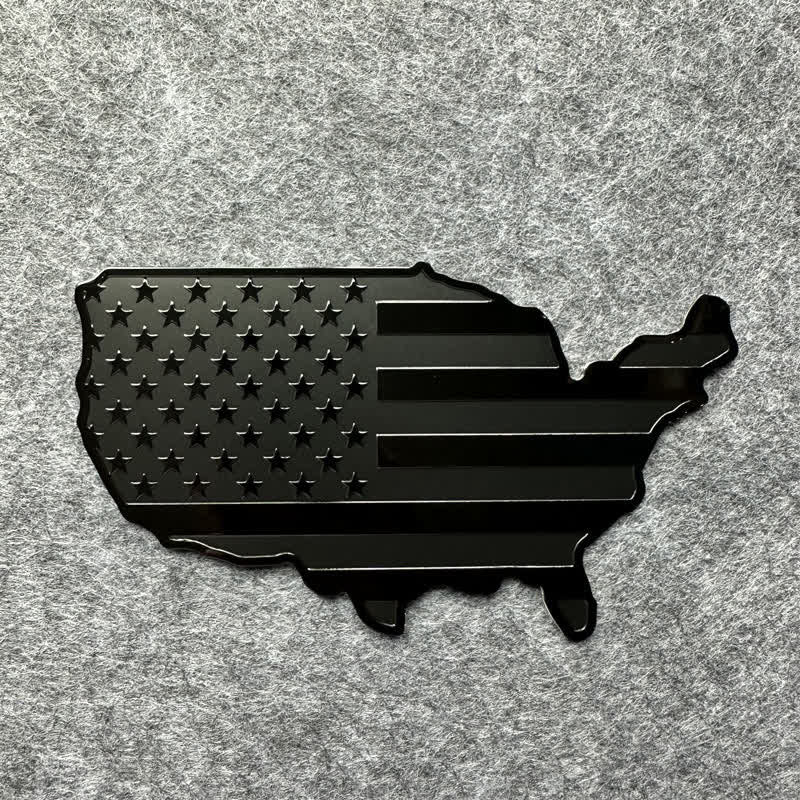 Adesivo in metallo con mappa della bandiera americana, distintivo per auto - Nero - image 3