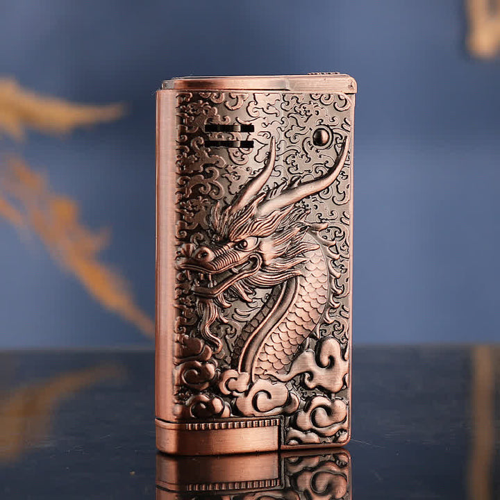 Accendino a cherosene ricaricabile con motivo a drago in stile retrò - Bronzo rosso - image 5
