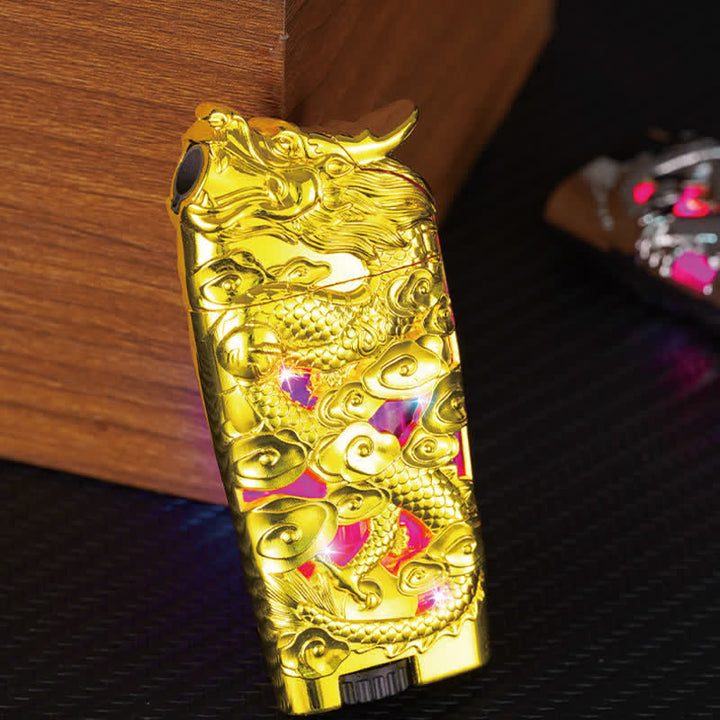 Accendino a butano ricaricabile con LED Flash Dragon creativo e fantastico - image 8