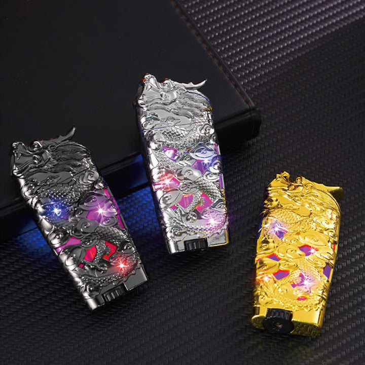 Accendino a butano ricaricabile con LED Flash Dragon creativo e fantastico - image 5