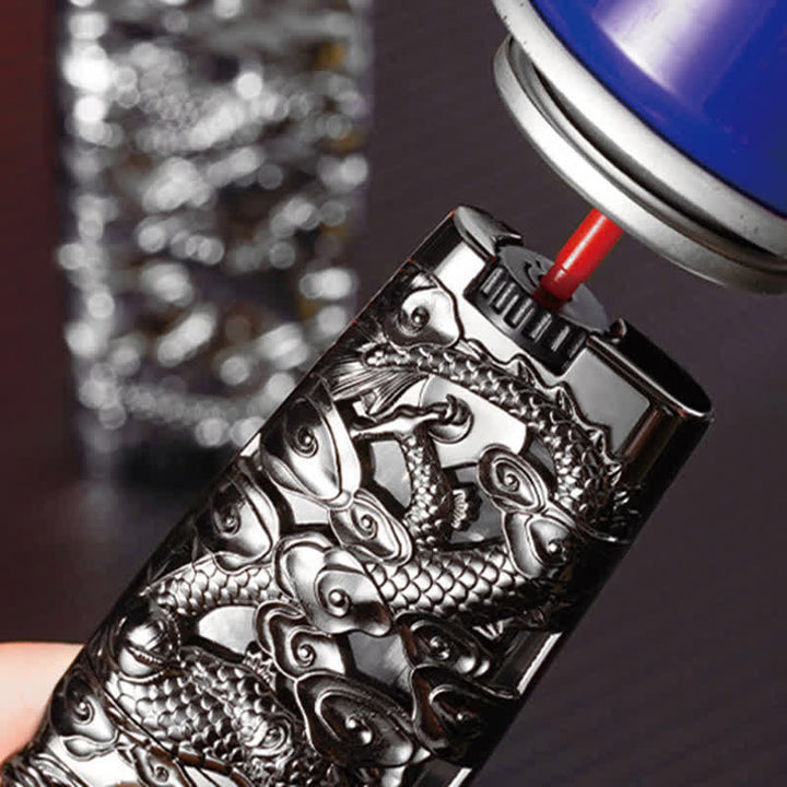 Accendino a butano ricaricabile con LED Flash Dragon creativo e fantastico - image 6