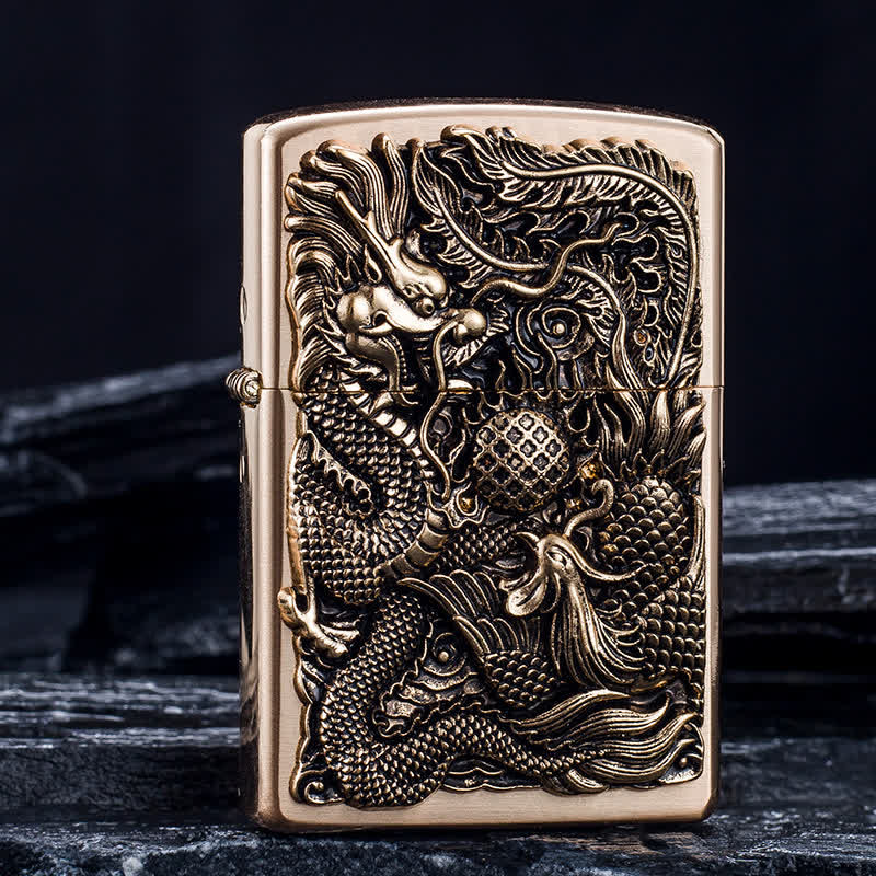 Timbro in rilievo Drago Fenice Accendino a cherosene ricaricabile - Bronzo - image 1