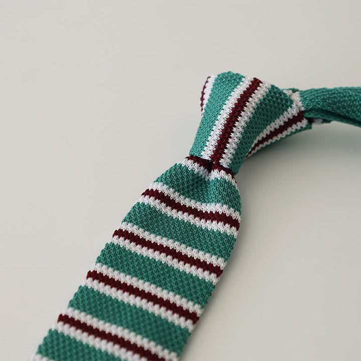 Cravatta stretta a righe da uomo in maglia - Ciano scuro - image 11