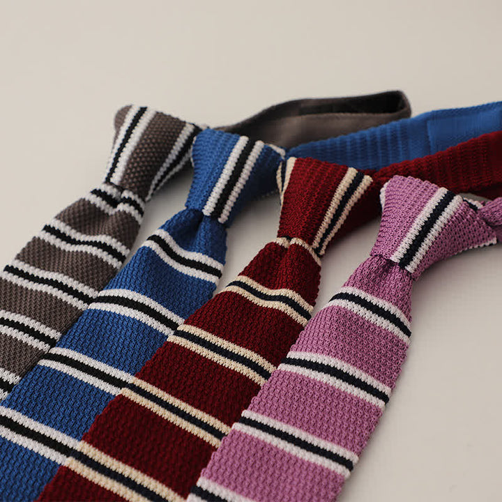 Cravatta stretta a righe da uomo in maglia - image 3