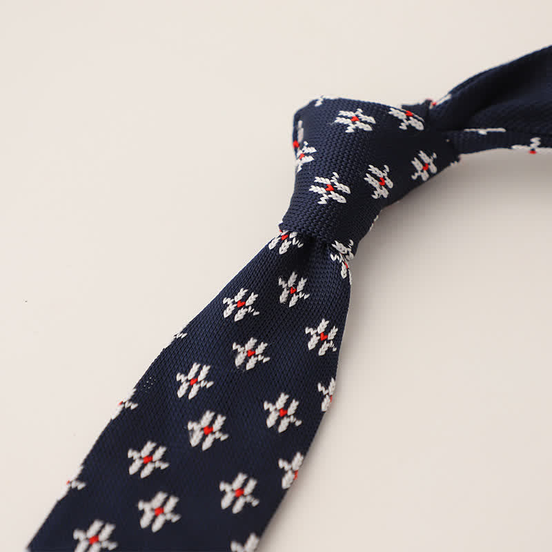 Cravatta lavorata a maglia con motivo a pois e fiocchi di neve da uomo - Stile #20 - image 21