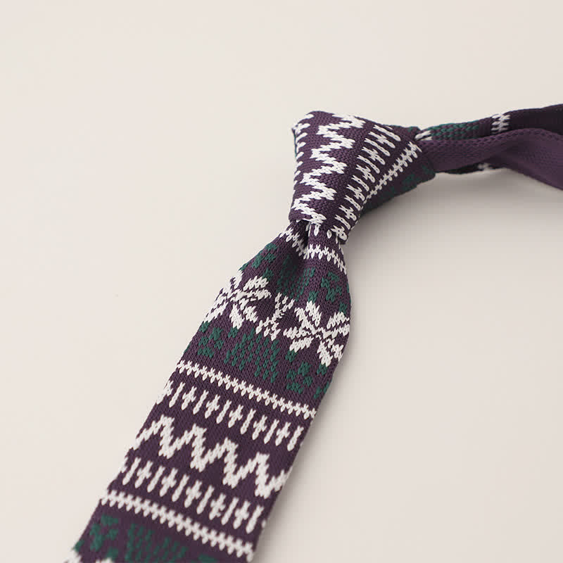 Cravatta lavorata a maglia con motivo a pois e fiocchi di neve da uomo - Stile n. 18 - image 19