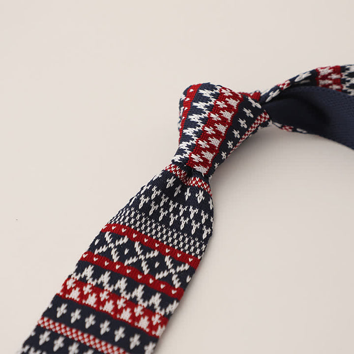 Cravatta lavorata a maglia con motivo a pois e fiocchi di neve da uomo - Stile n. 7 - image 8