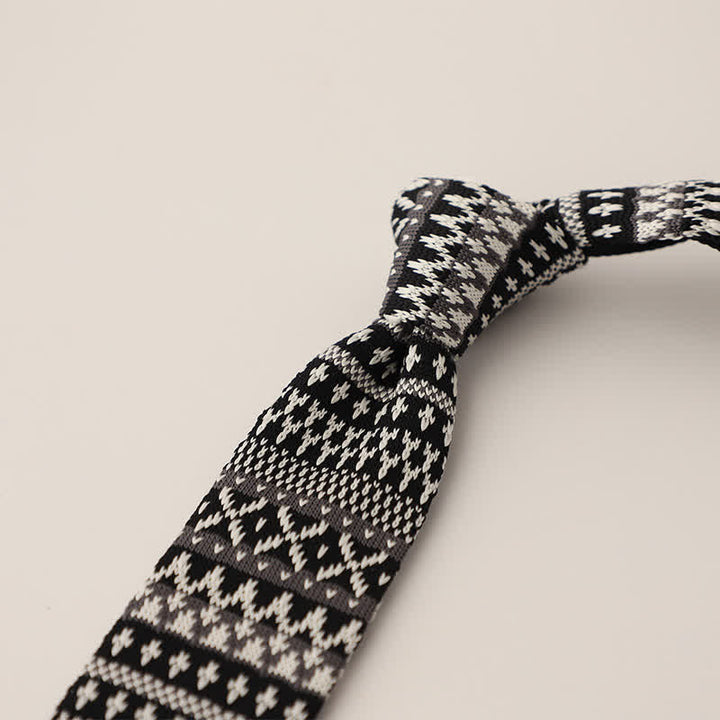 Cravatta lavorata a maglia con motivo a pois e fiocchi di neve da uomo - Stile n. 6 - image 7