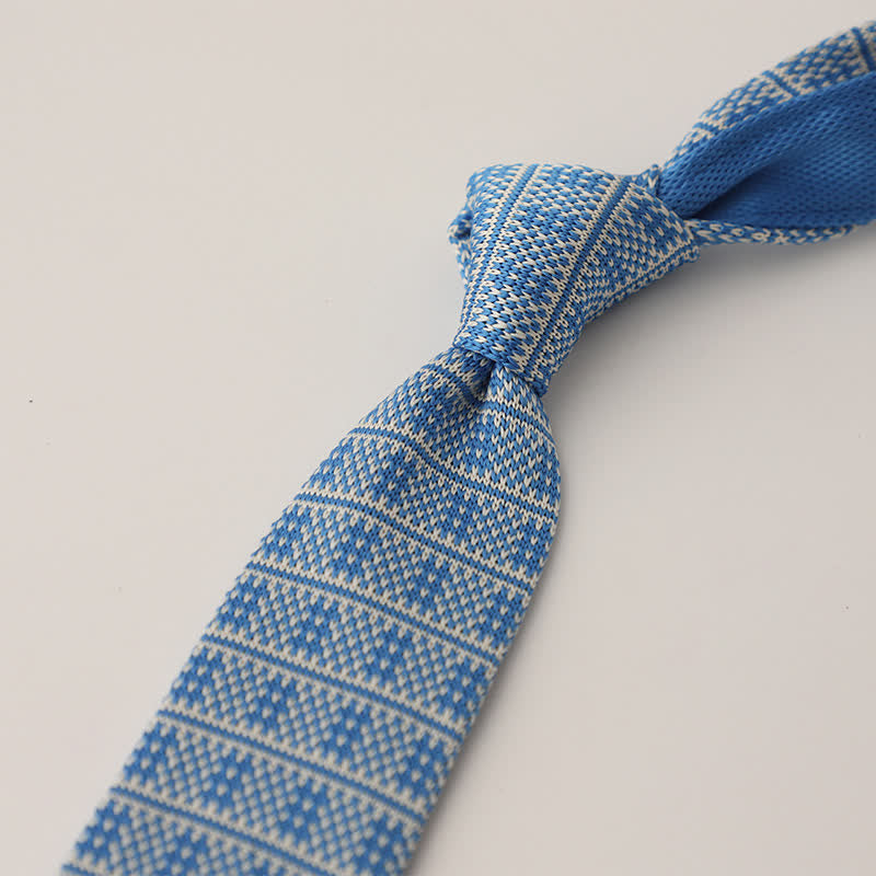 Cravatta lavorata a maglia con motivo a pois e fiocchi di neve da uomo - Stile #19 - image 20