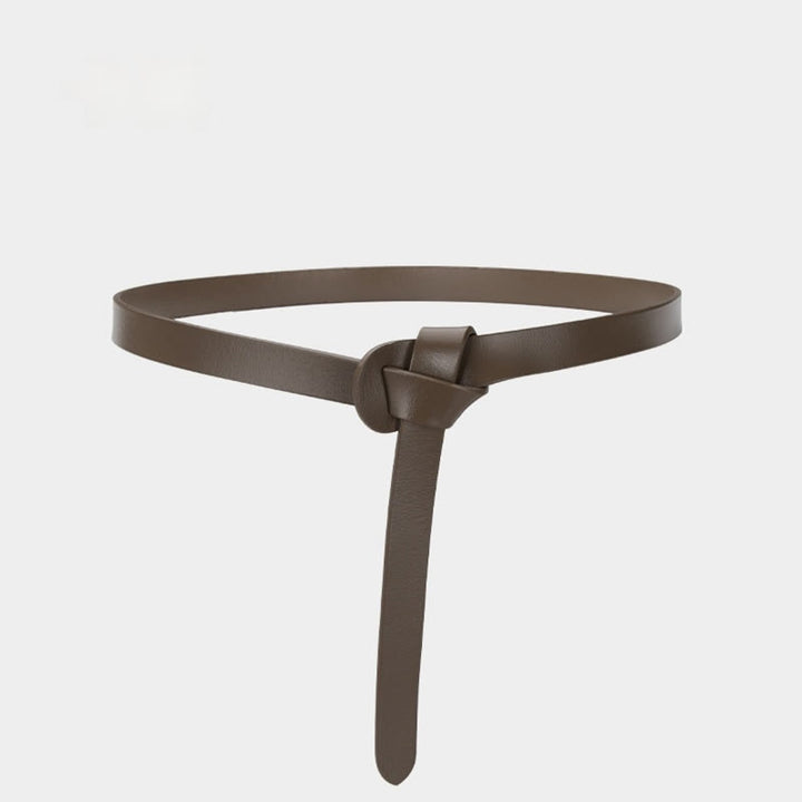 Cintura decorativa in pelle con nodo classico in tinta unita - Cachi - 43,31 pollici / 110 cm - image 17