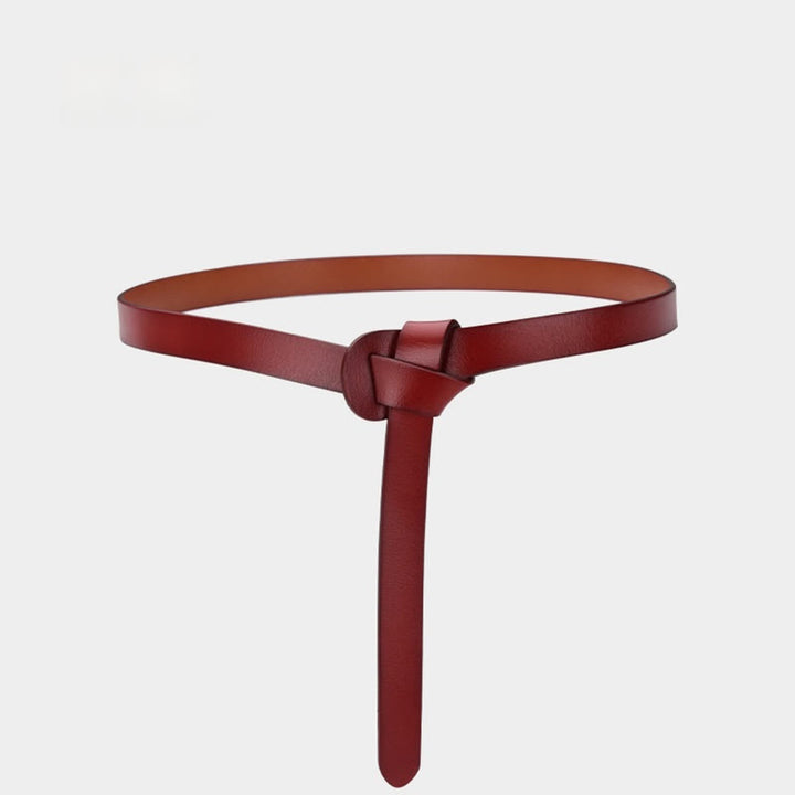 Cintura decorativa in pelle con nodo classico in tinta unita - Rosso - 43,31 pollici / 110 cm - image 15