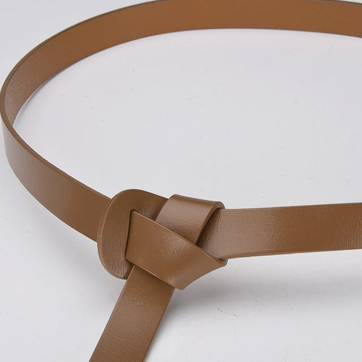 Cintura decorativa in pelle con nodo classico in tinta unita - image 8