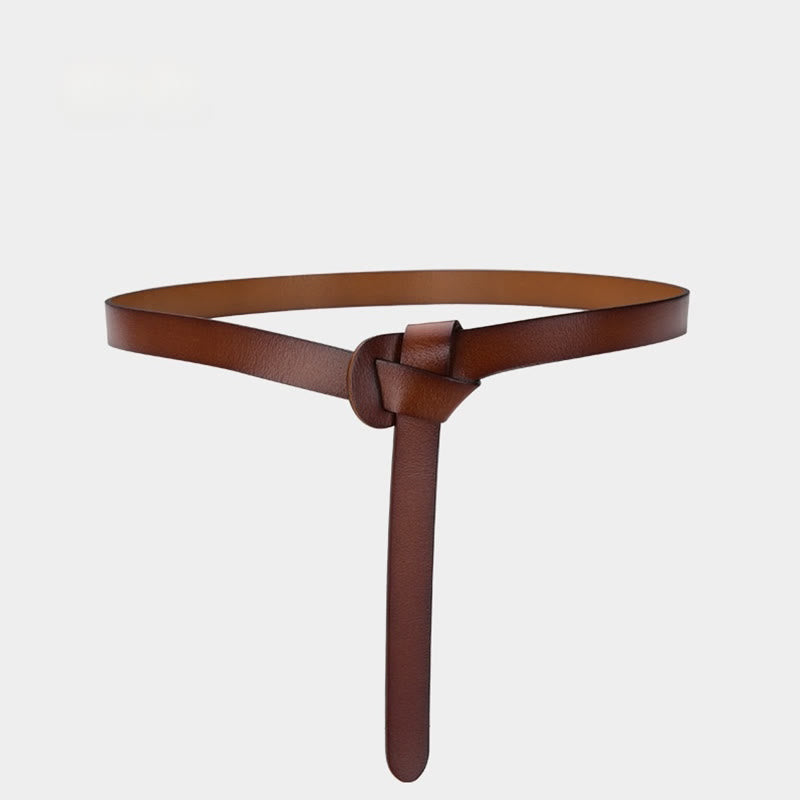 Cintura decorativa in pelle con nodo classico in tinta unita - image 19