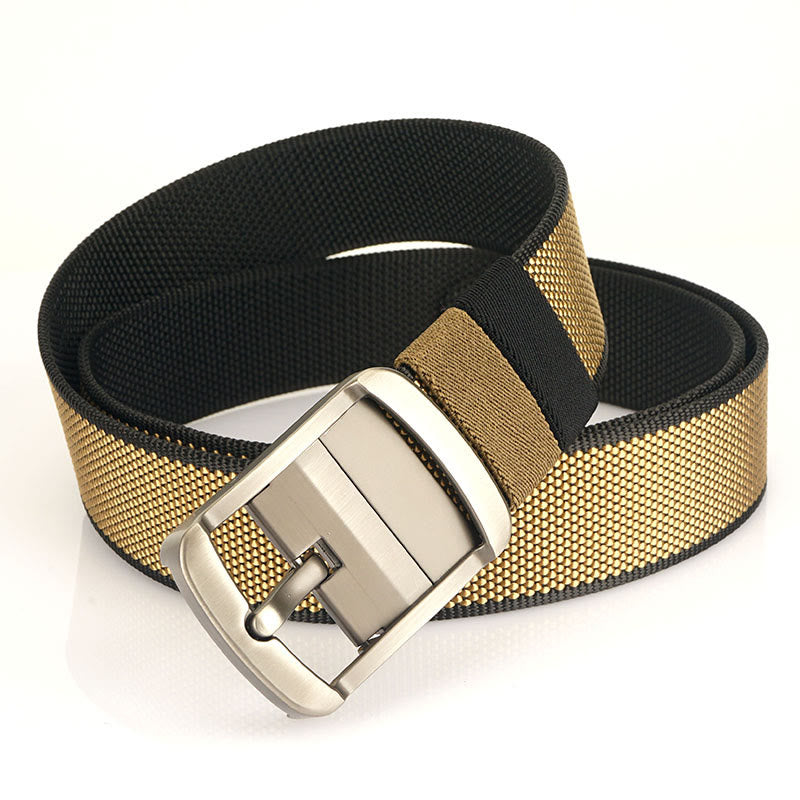 Cintura con fibbia girevole da uomo Cintura in nylon reversibile - Nero+Oro - 42 - image 8