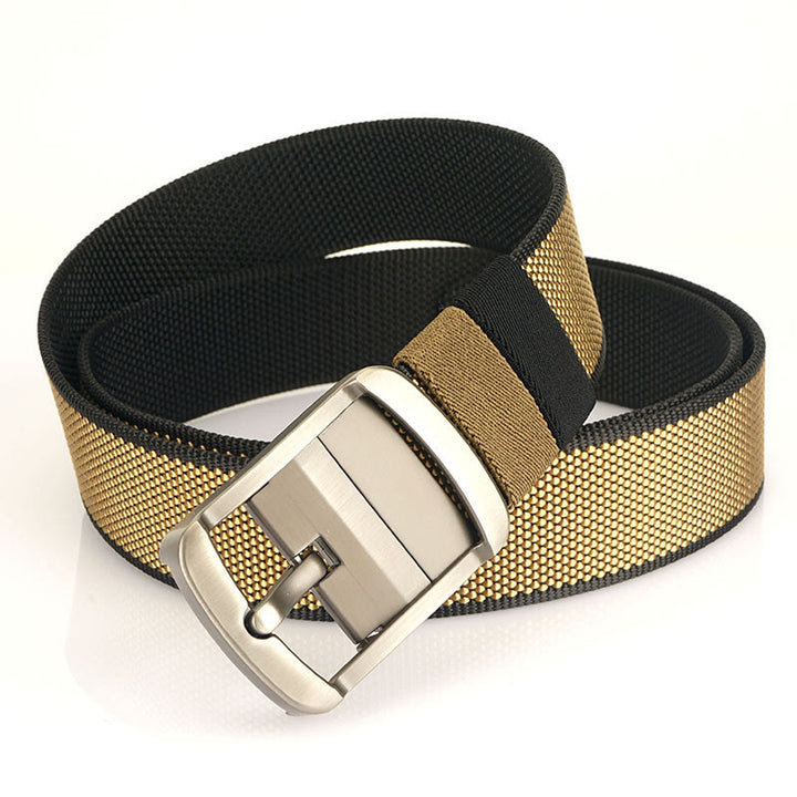 Cintura con fibbia girevole da uomo Cintura in nylon reversibile - Nero+Oro - 42 - image 8