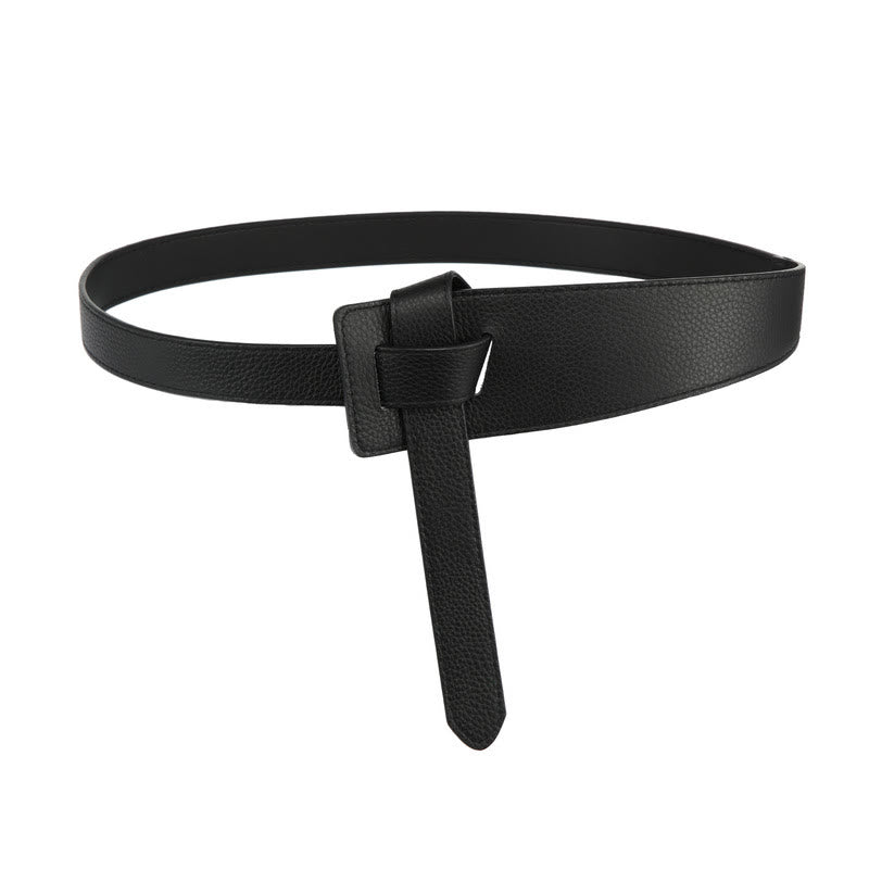 Cintura con nodo tinta unita Cintura in pelle da donna - Nero - 47,24 pollici / 120 cm - image 0