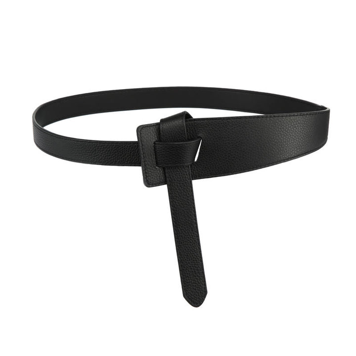 Cintura con nodo tinta unita Cintura in pelle da donna - Nero - 47,24 pollici / 120 cm - image 0