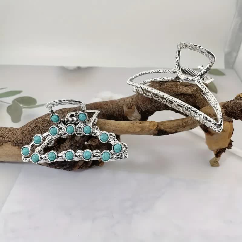 Fermaglio per capelli antico turchese blu retrò da donna - image 1