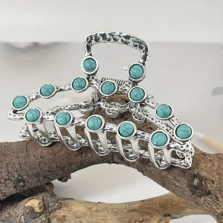 Fermaglio per capelli antico turchese blu retrò da donna - Pietra turchese - Argento - image 0