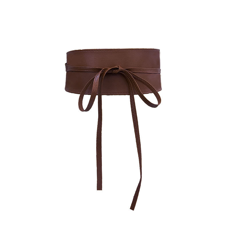 Cintura larga per donna Cintura corsetto in pelle - Marrone scuro - image 8