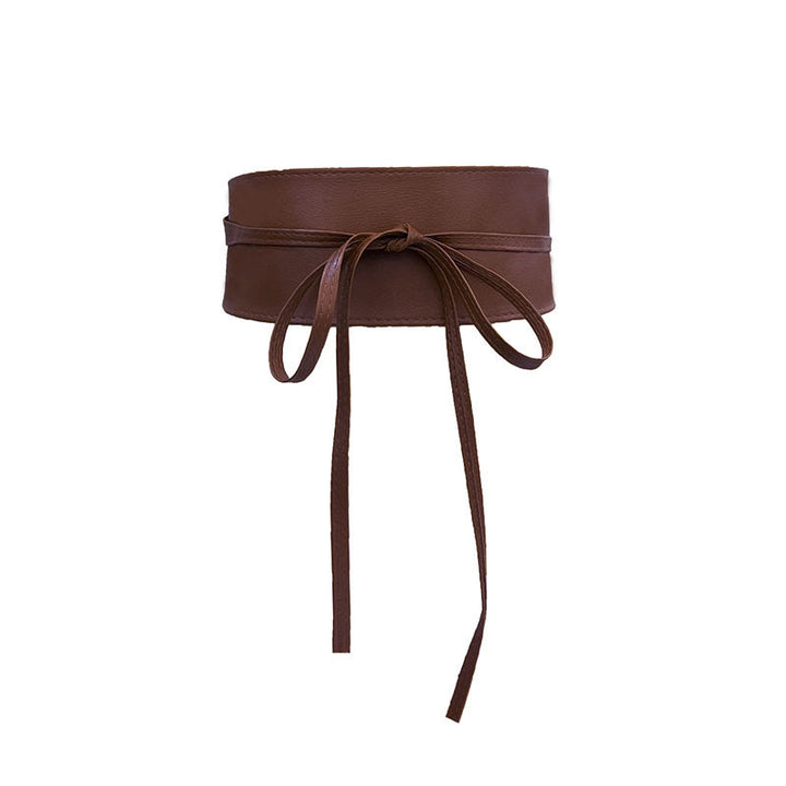 Cintura larga per donna Cintura corsetto in pelle - Marrone scuro - image 8