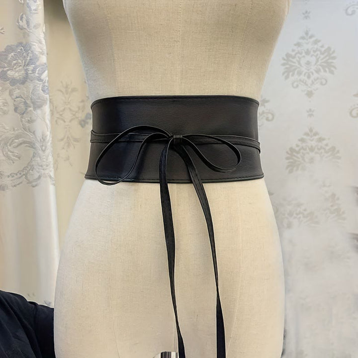 Cintura larga per donna Cintura corsetto in pelle - Nero - image 3